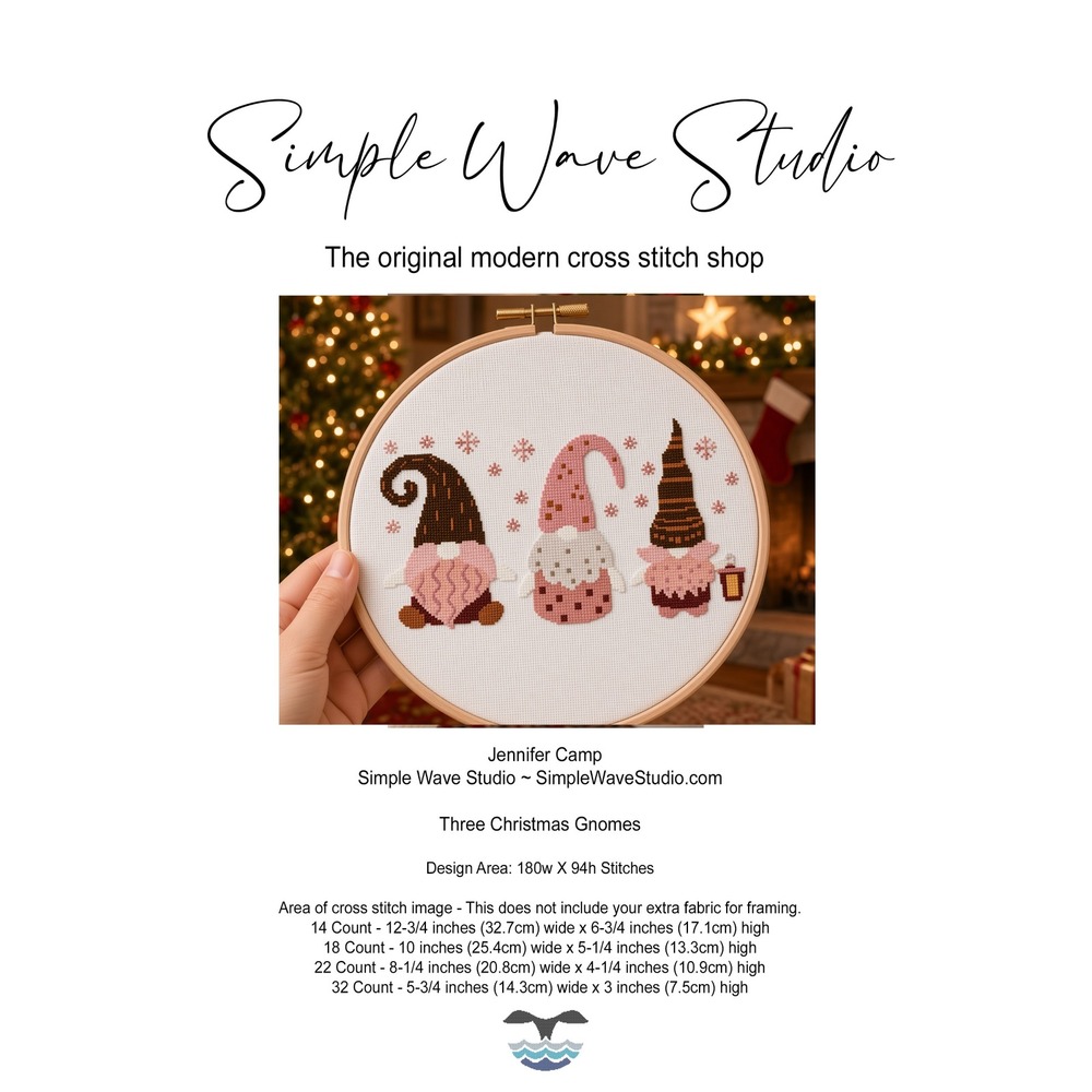 Three Christmas Gnomes Modern Cross Stitch Pattern Digital